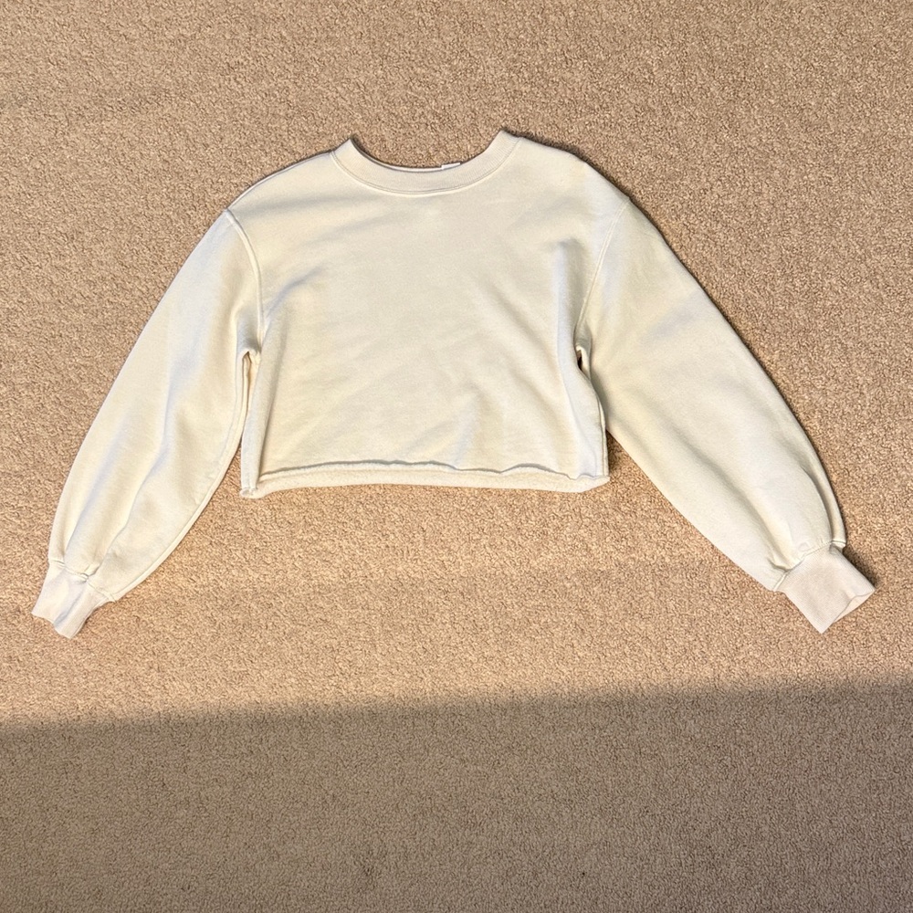 Cream Cropped Sweatshirt